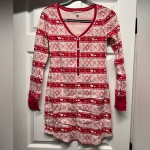 NWOT Victoria's Secret Henley Thermal Nightgown in Red and White, Size: S